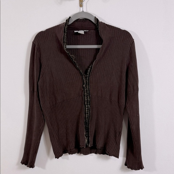 Y2k vintage Peter Nygard brown cardigan top Large - Picture 1 of 4